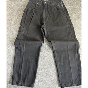 Results Jeans Men's Sz 36M Baggy Wide Leg Skater Look Deep Pockets Black VTG 90t